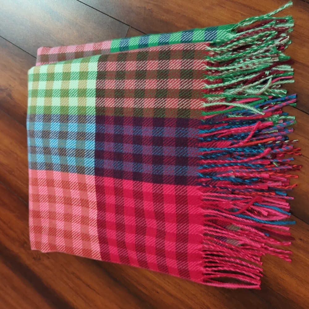 Rainbow plaid throw blanket